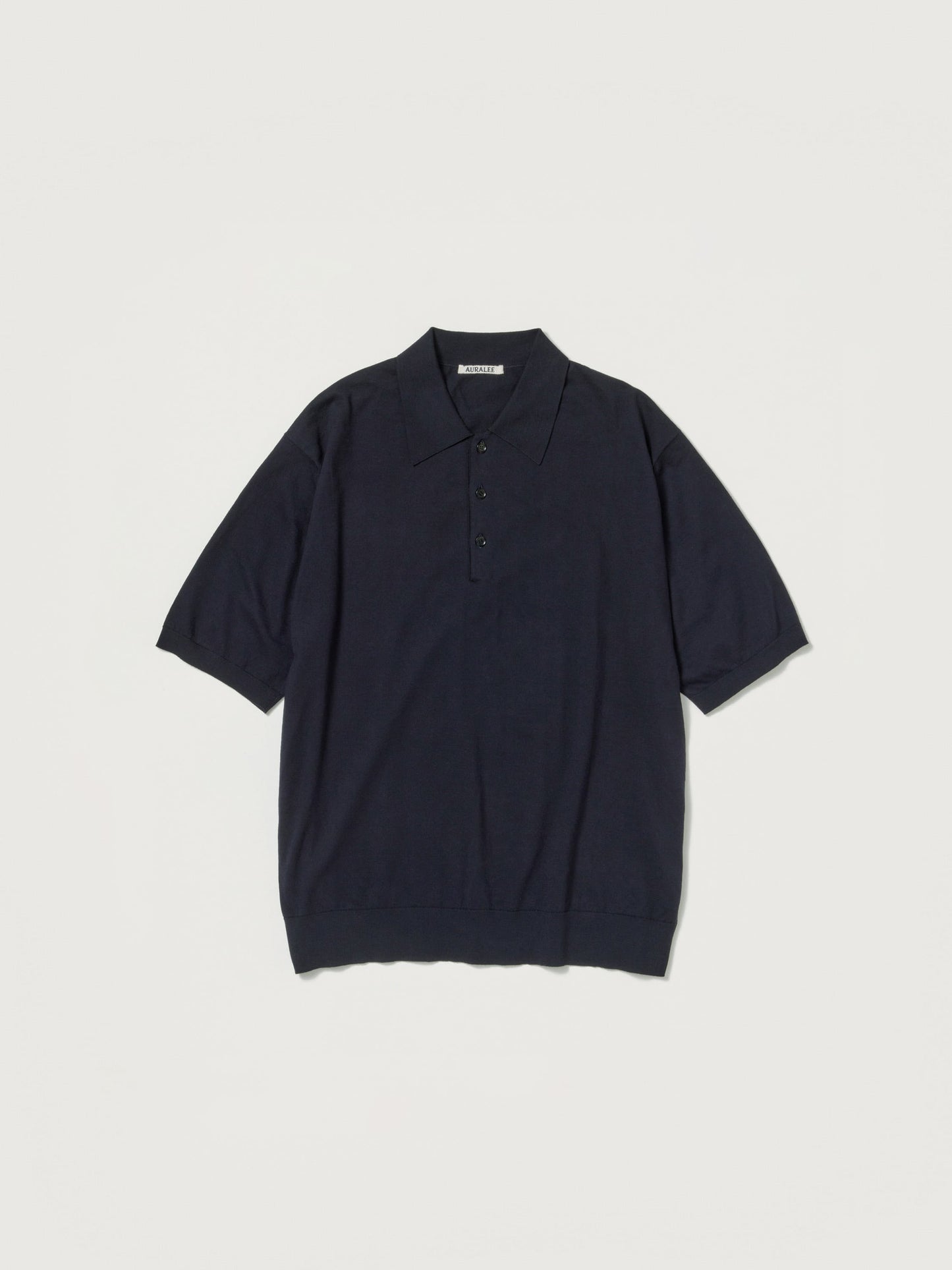 AURALEE SUPER HIGH GAUGE COTTON KNIT POLO