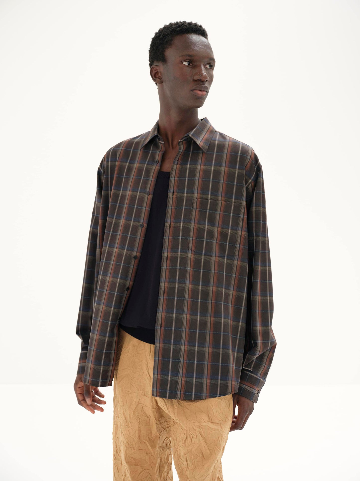 AURALEE SUPER LIGHT WOOL CHECK SHIRT