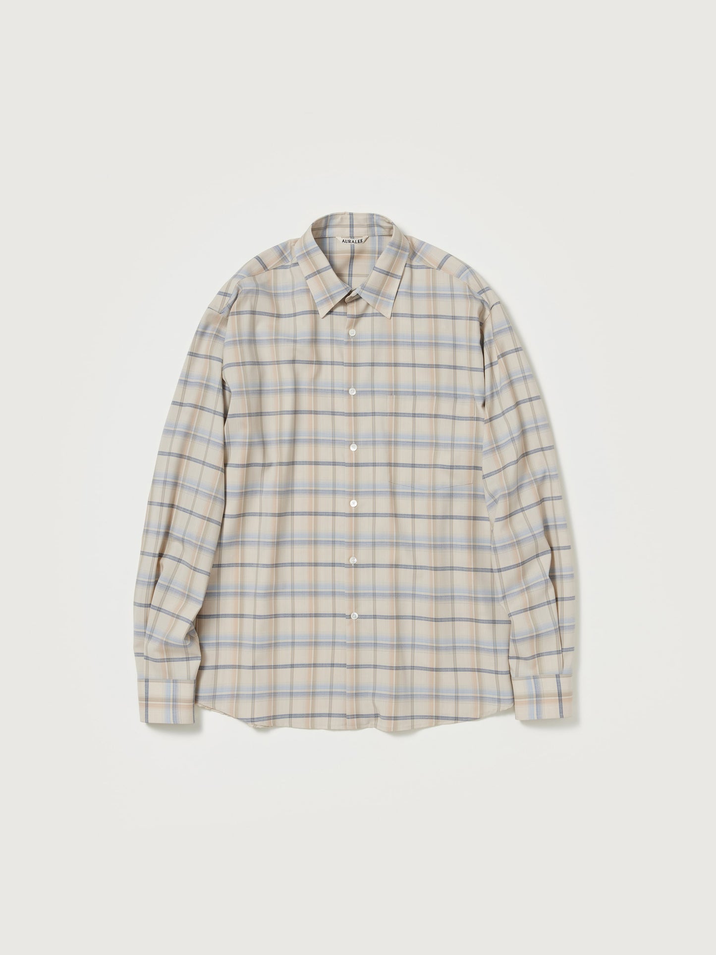 AURALEE SUPER LIGHT WOOL CHECK SHIRT