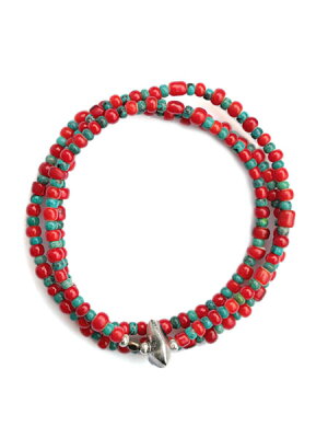SunKu White Heart & Turquoise Necklace & Bracelet SK-029