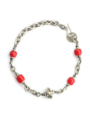 SunKu Antique Beads Chain & Beads Bracelet SK-027-Red