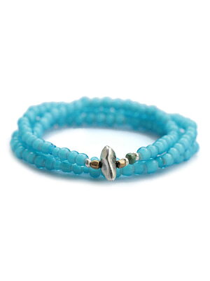 SunKu White Heart Beads Necklace & Bracelet Sky Blue LTD-004