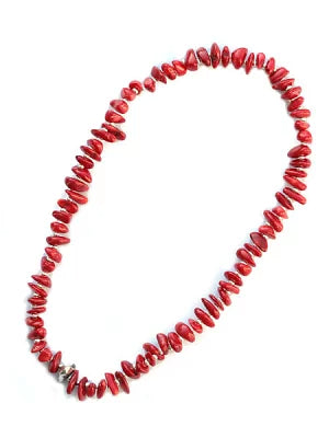 SunKu Large White Coral and Silver Necklace Red SK-033-RED