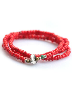 SunKu White Heart Beads Necklace & Bracelet SK-002
