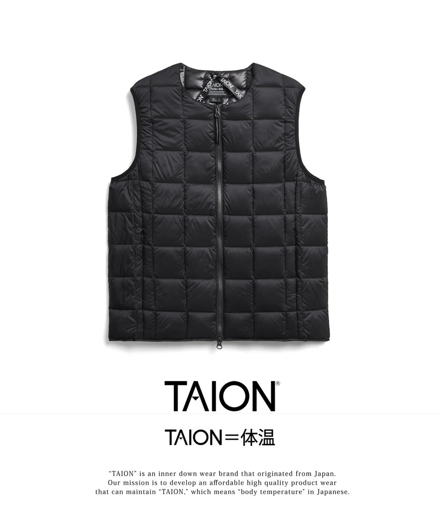 TAION Basic Crew Neck Double Zip Down Vest