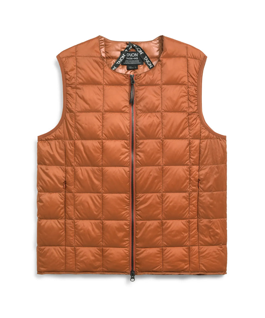 TAION Basic Crew Neck Double Zip Down Vest