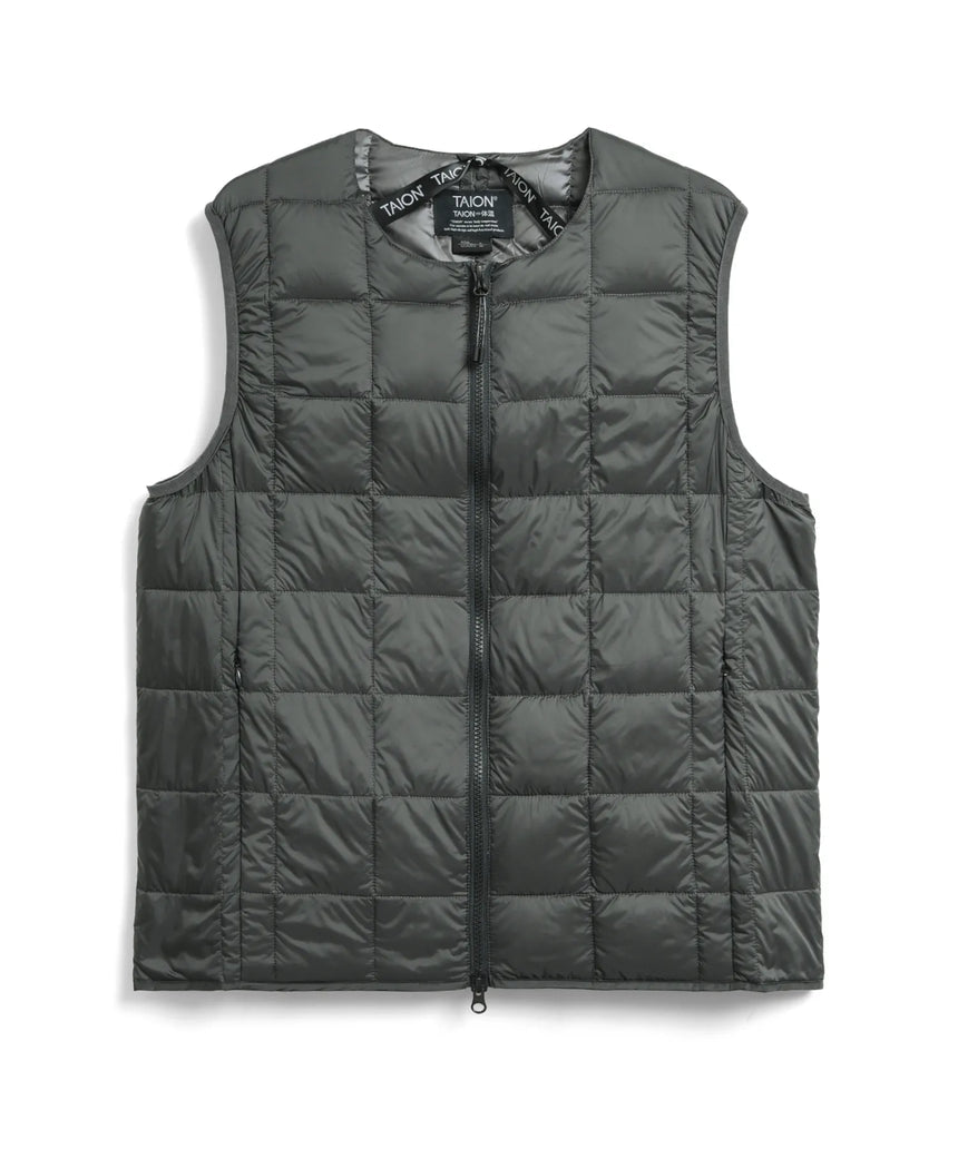 TAION Basic Crew Neck Double Zip Down Vest