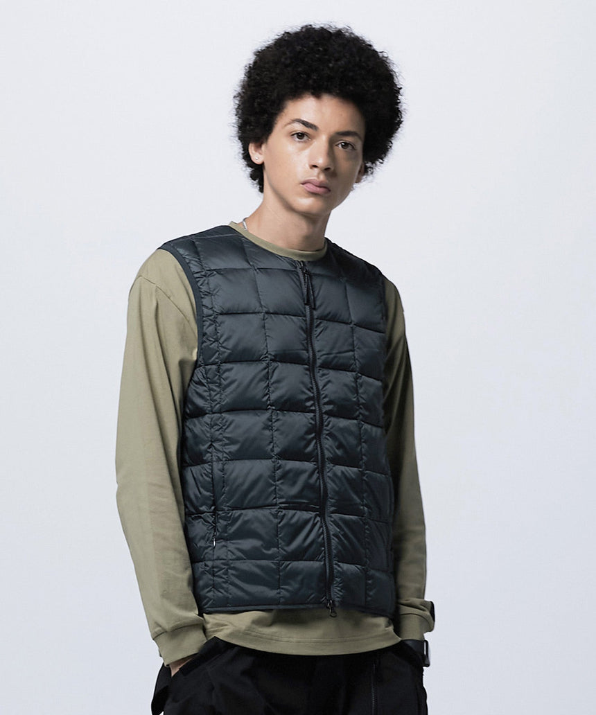 TAION Basic Crew Neck Double Zip Down Vest