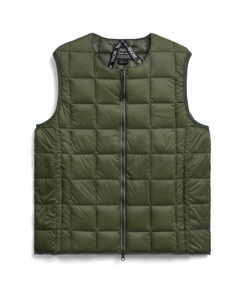 TAION Basic Crew Neck Double Zip Down Vest