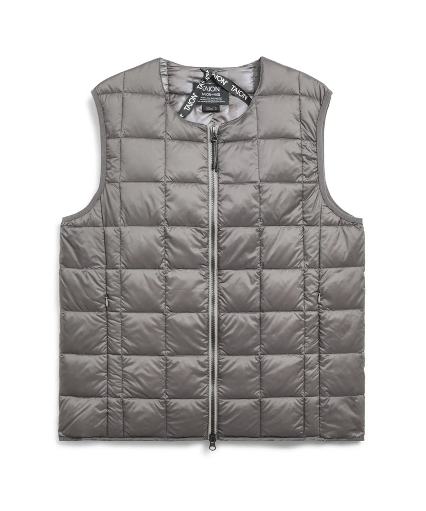 TAION Basic Crew Neck Double Zip Down Vest