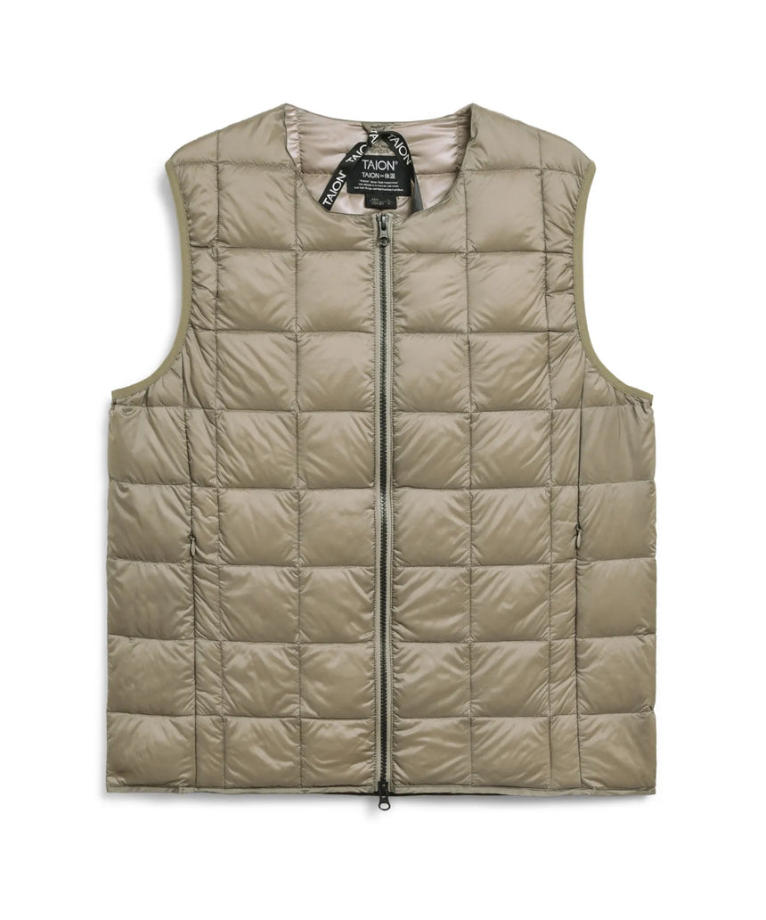 TAION Basic Crew Neck Double Zip Down Vest