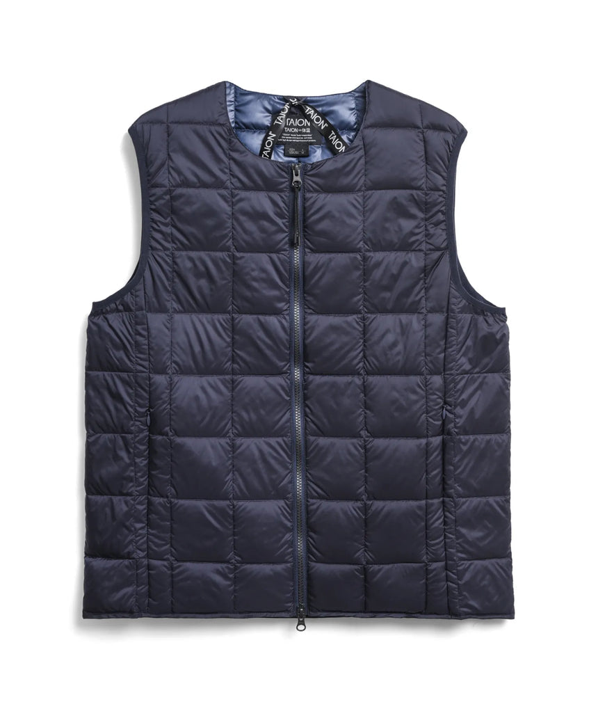 TAION Basic Crew Neck Double Zip Down Vest