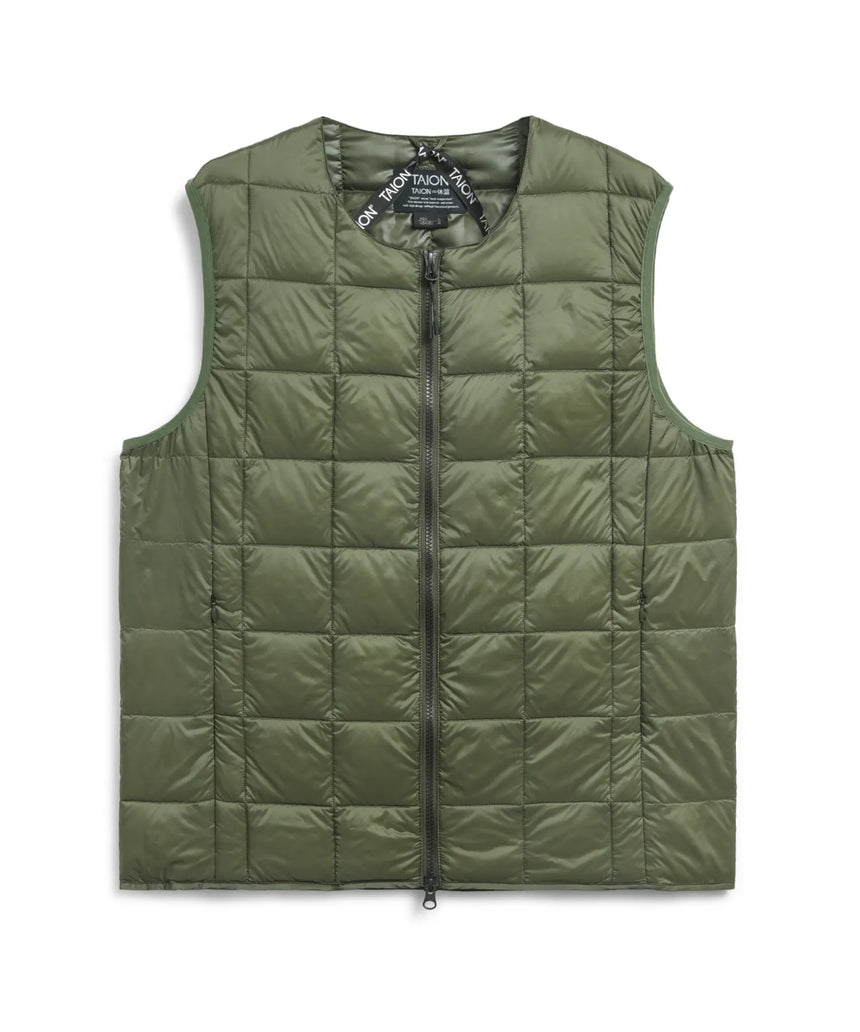 TAION Basic Crew Neck Double Zip Down Vest