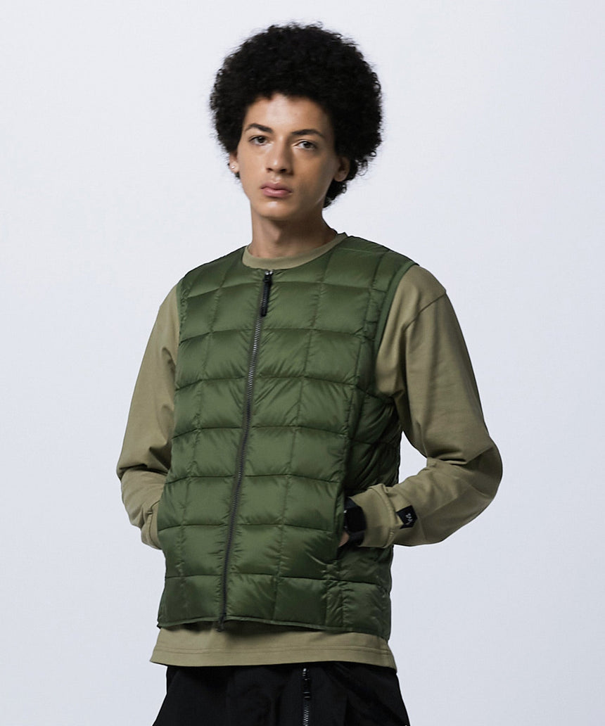 TAION Basic Crew Neck Double Zip Down Vest