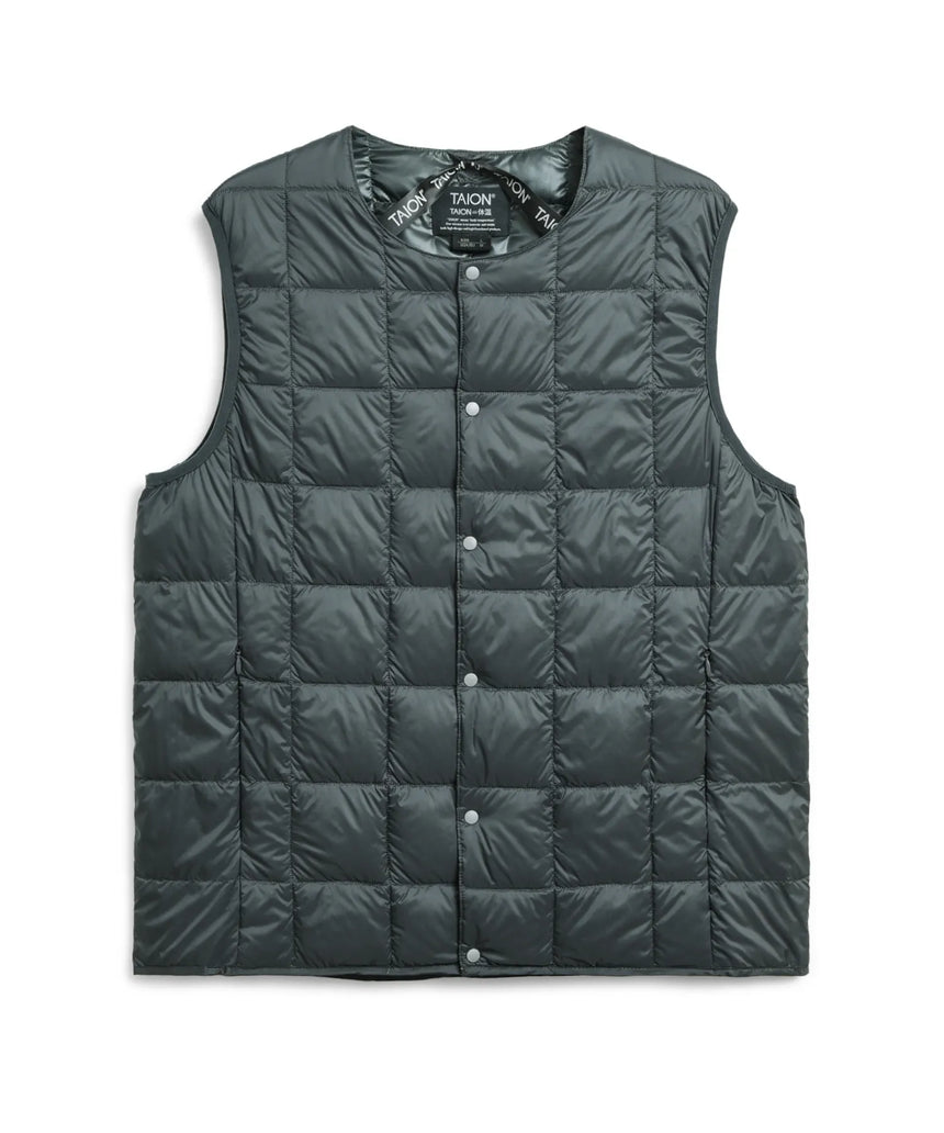 TAION Crew Neck Button Inner Down Vest