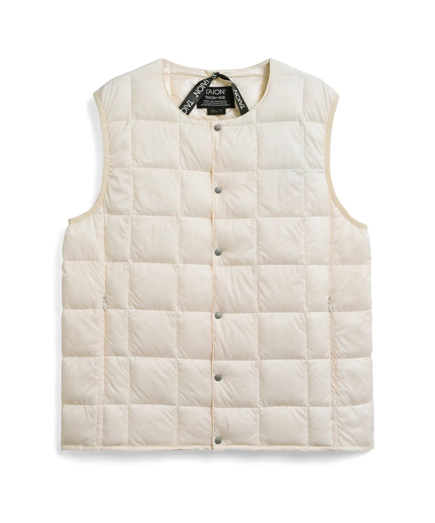 TAION Crew Neck Button Inner Down Vest