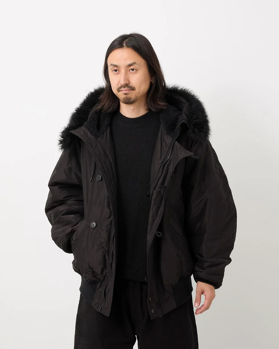 COMOLI Cotton Silk Military Hooded Jacket