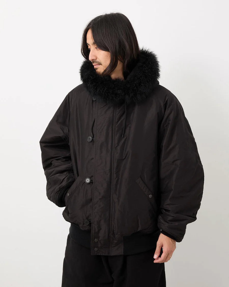 COMOLI Cotton Silk Military Hooded Jacket