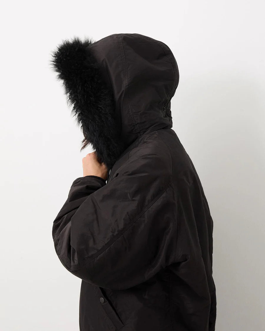 COMOLI Cotton Silk Military Hooded Jacket – unexpected store