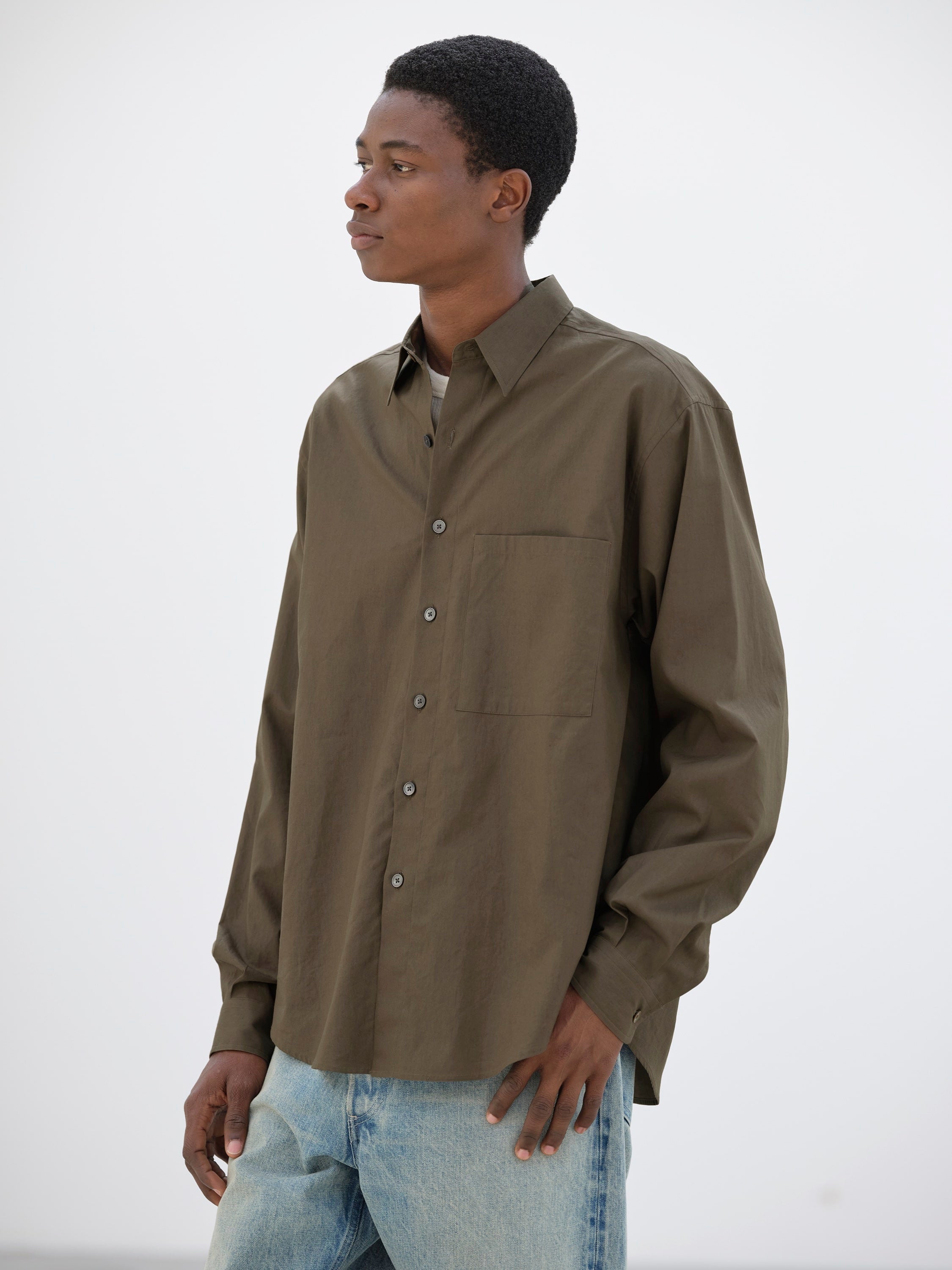 AURALEE WASHED FINX TWILL BIG SHIRT