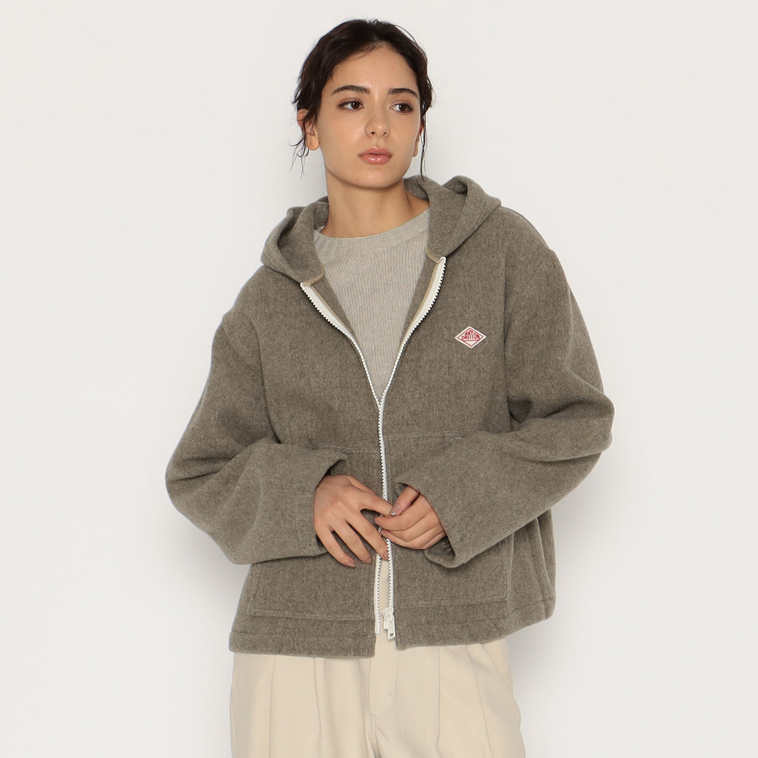 DANTON WOMEN'S WOOL LIGHT PILE HOODED JACKET