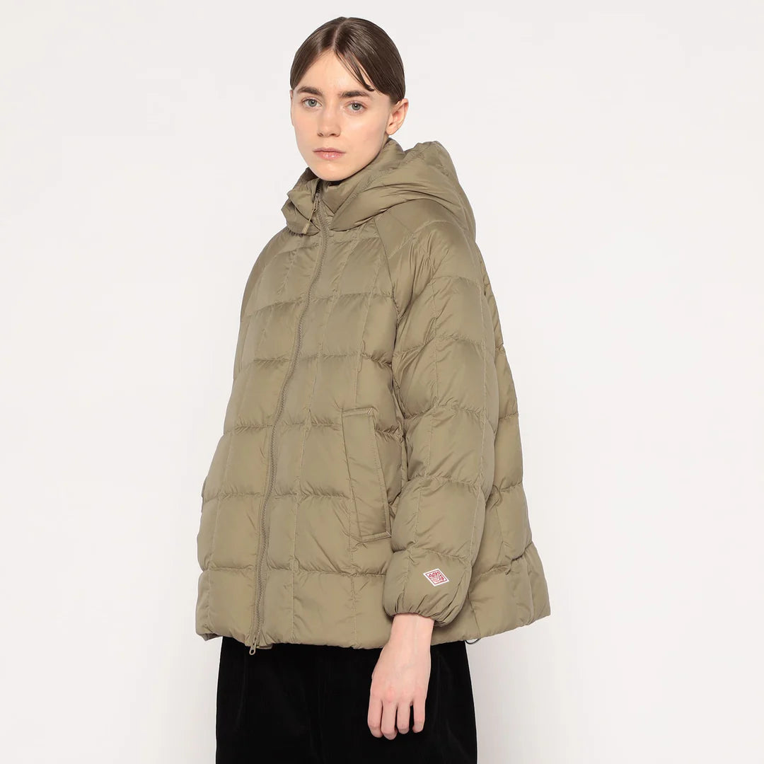 DANTON WOMEN'S NYLON TAFFETA SQUARE QUILTED DOWN JACKET