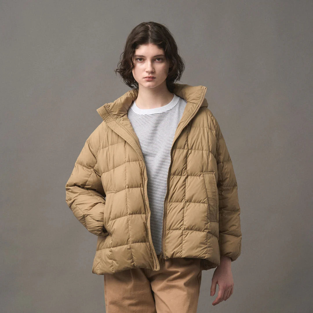 DANTON WOMEN'S NYLON TAFFETA SQUARE QUILTED DOWN JACKET