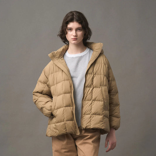 DANTON WOMEN'S NYLON TAFFETA SQUARE QUILTED DOWN JACKET