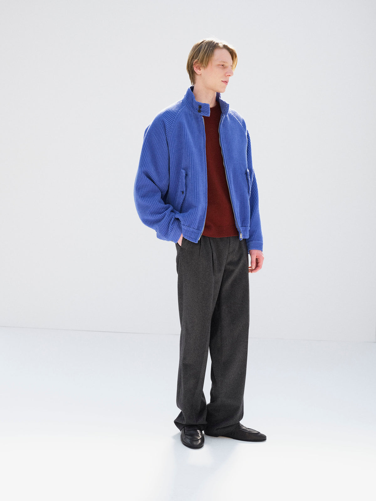 AURALEE WOOL CASHMERE CORDUROY ZIP BLOUSON