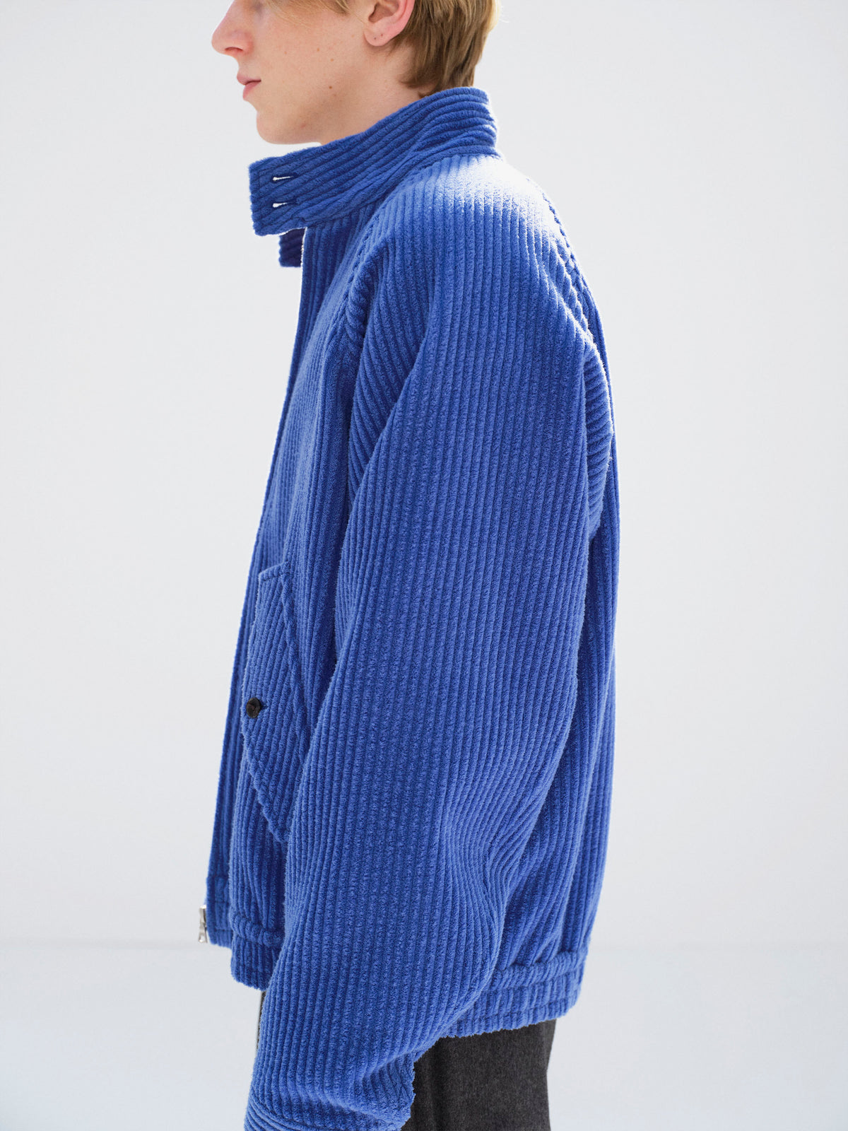 AURALEE WOOL CASHMERE CORDUROY ZIP BLOUSON