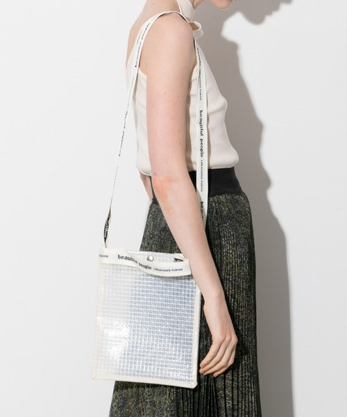 beautiful people plaid vinyl logo tape sacoshe bag