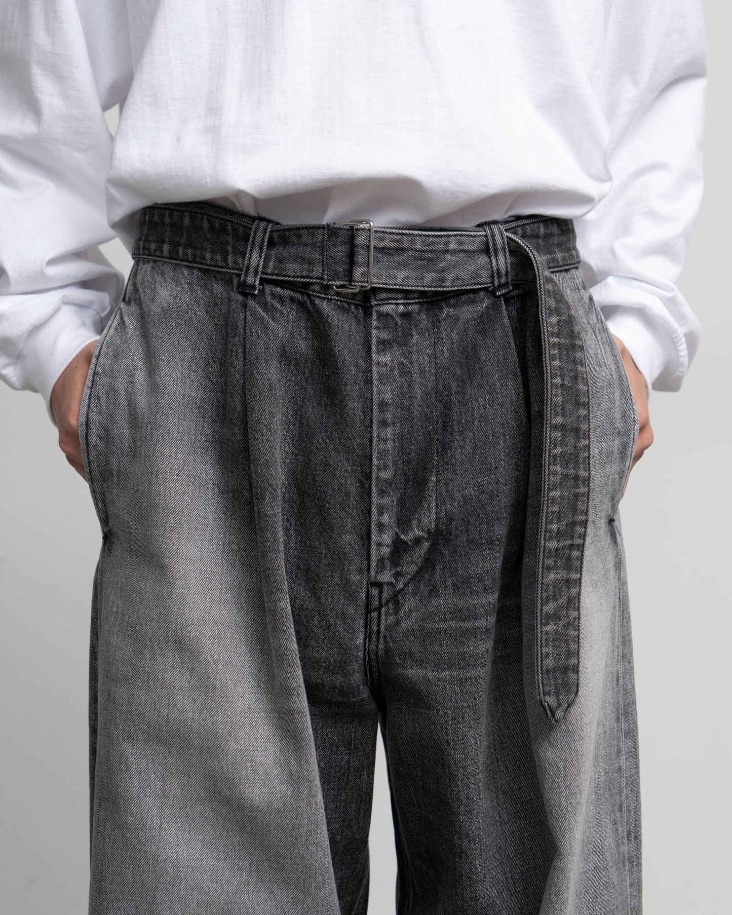 Graphpaper Selvage Denim Belted Pants - LIGHT FADE