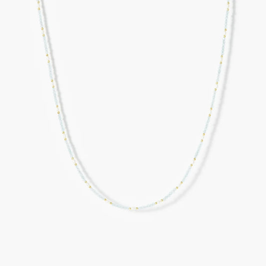 MARIHA Dream Dust Necklace Oval Pearl x Aquamarine 42cm