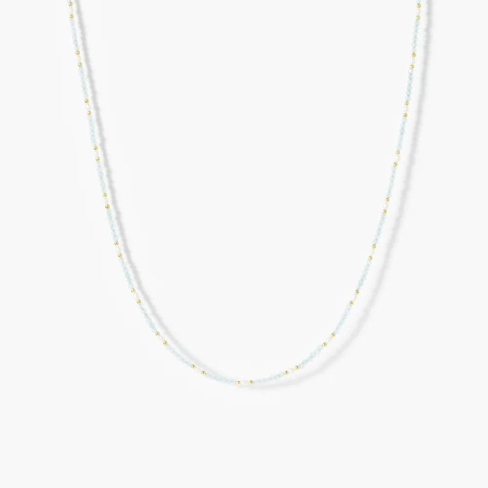 MARIHA Dream Dust Necklace Oval Pearl x Aquamarine 42cm