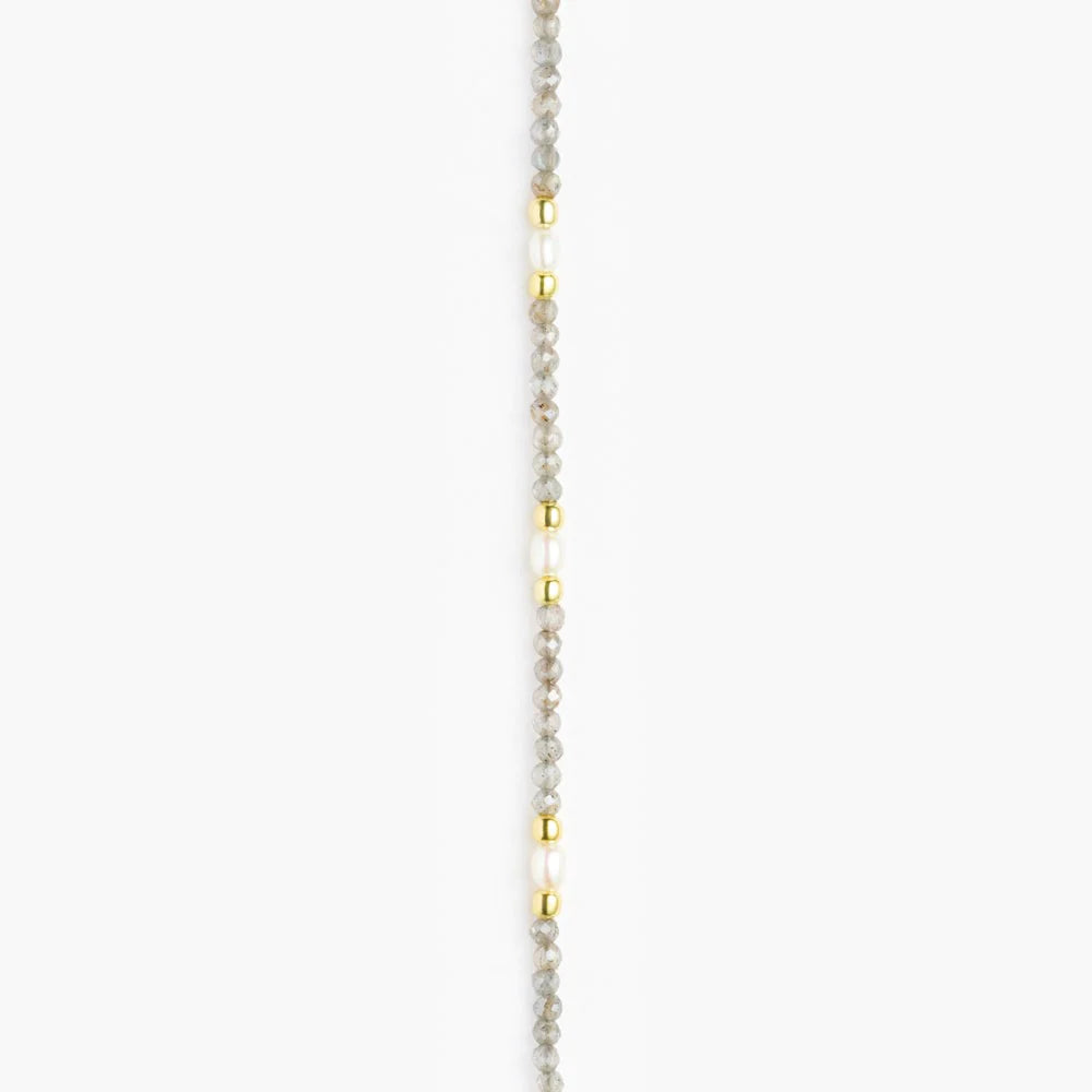 MARIHA Dream Dust Necklace Oval Pearl x Labradorite 42cm