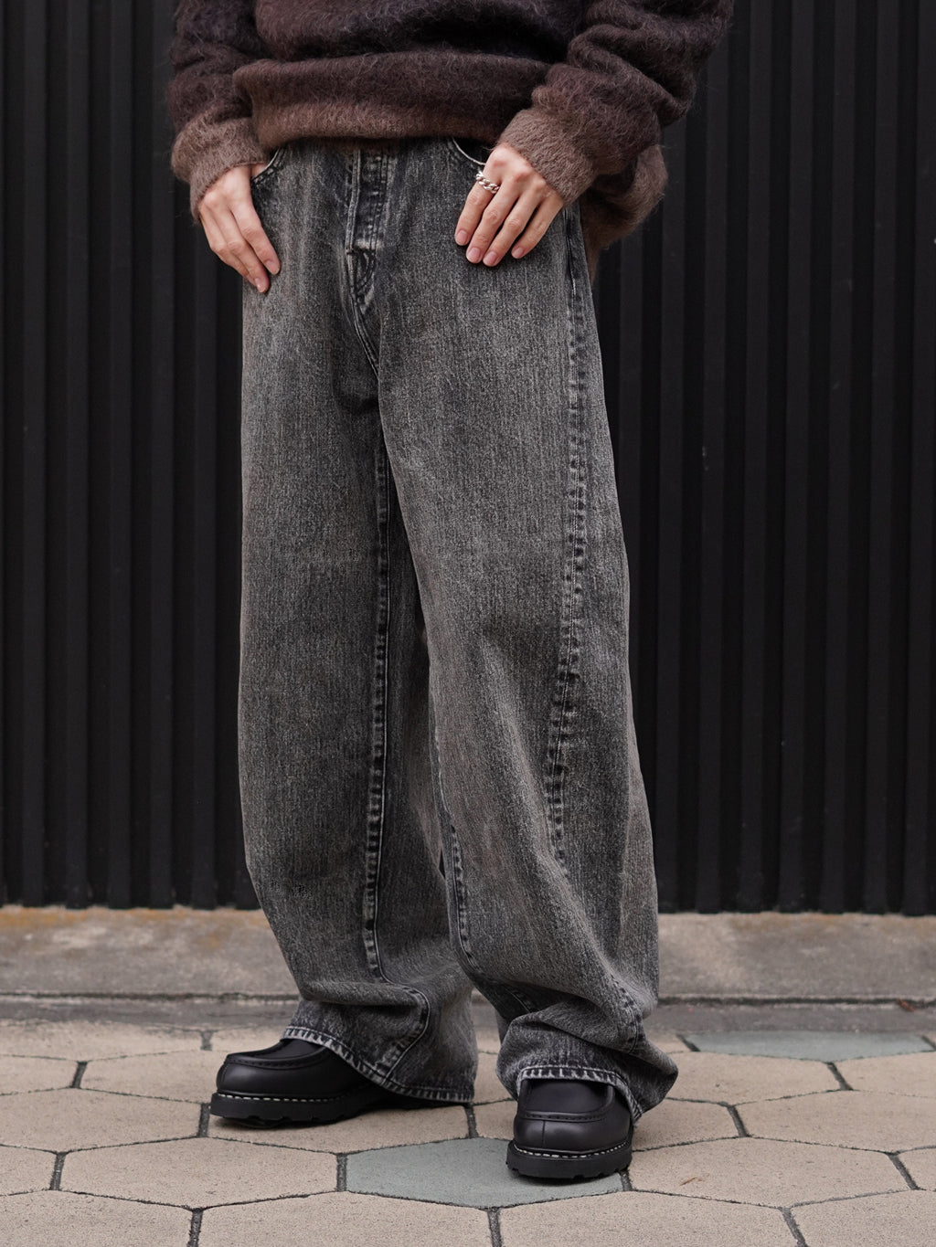 ssstein TWIST SEAM BAGGY VINTAGE DENIM JEANS