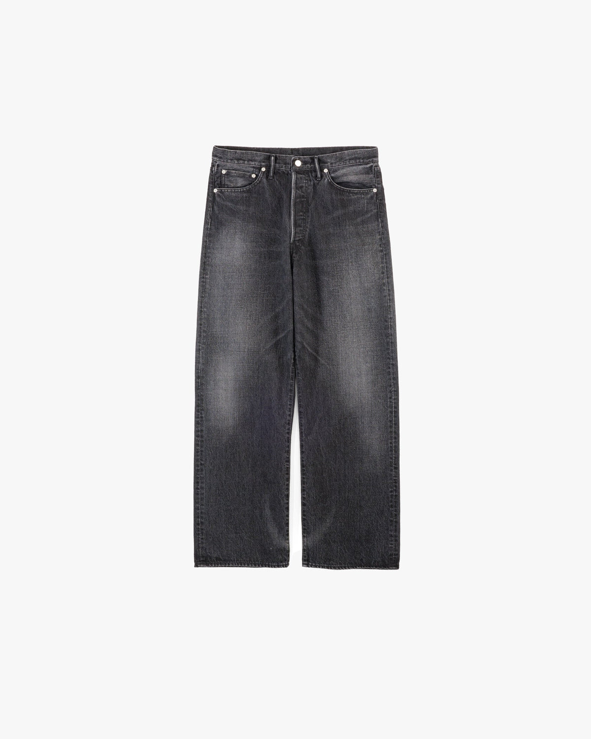 Graphpaper Selvage Denim Five Pocket Wide Straight Pants - DARK 