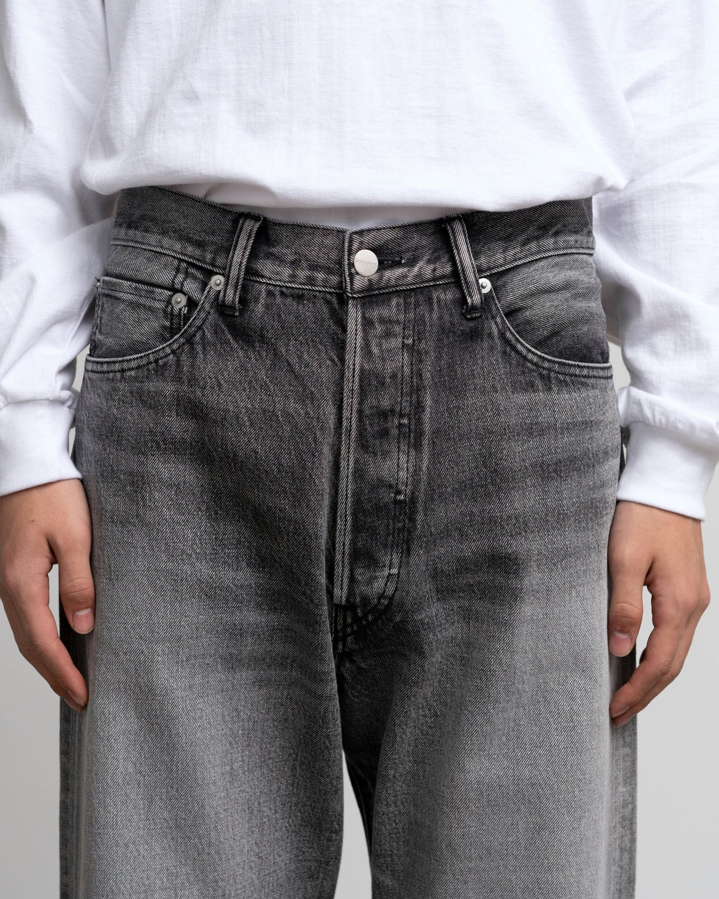 Graphpaper Selvage Denim Five Pocket Wide Straight Pants - LIGHT FADE