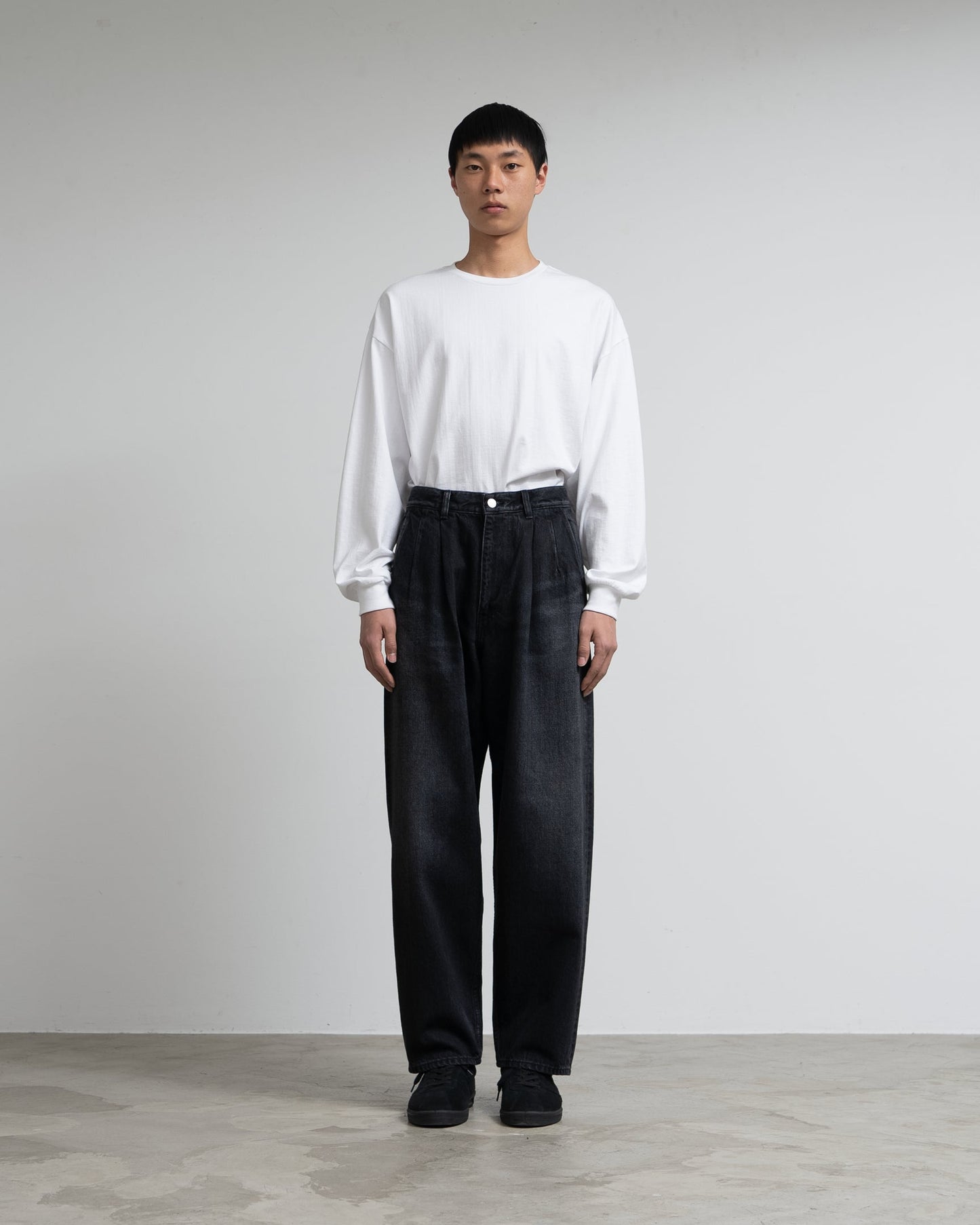 Graphpaper Selvage Denim Two Tuck Tapered Pants - DARK FADE