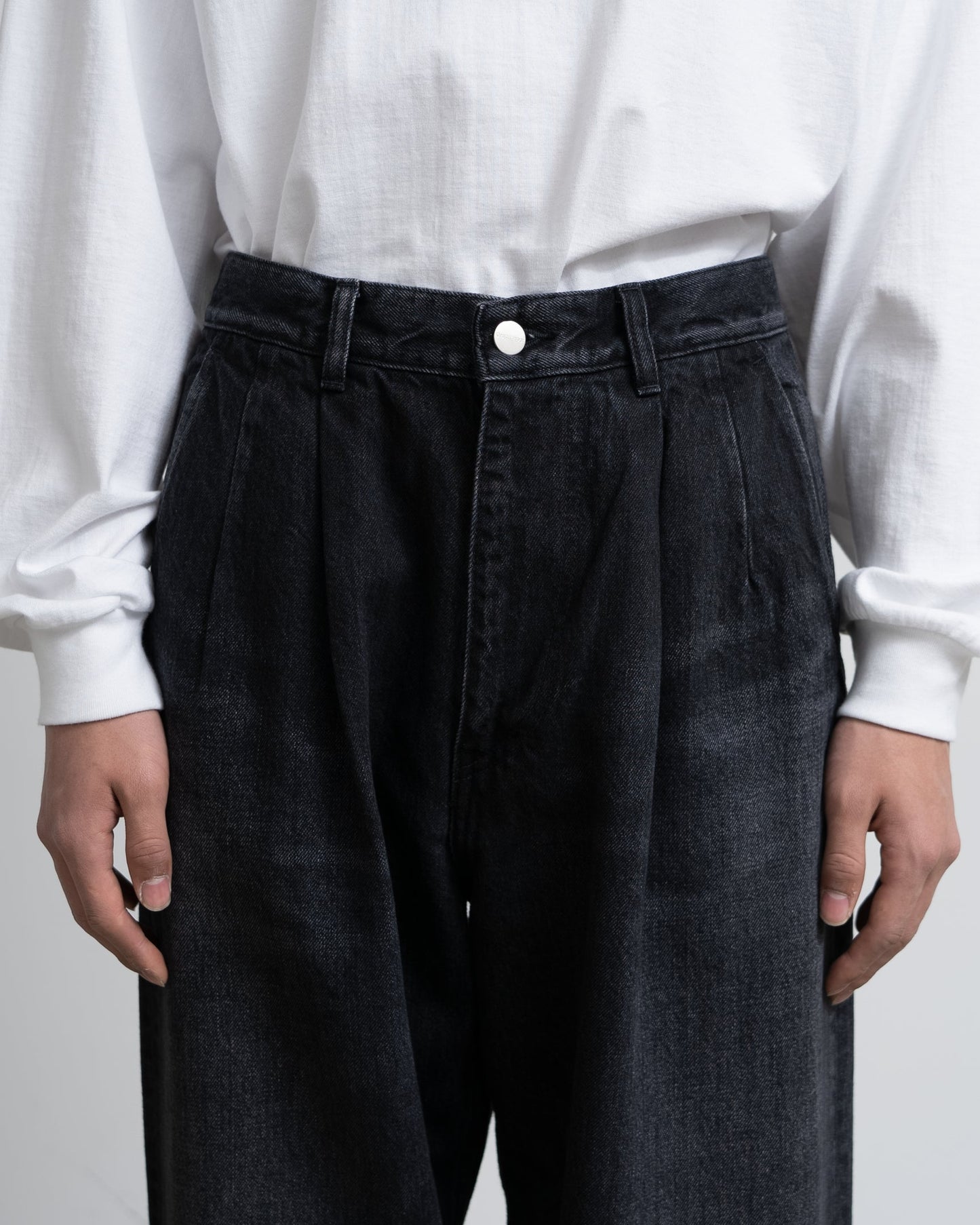 Graphpaper Selvage Denim Two Tuck Tapered Pants - DARK FADE