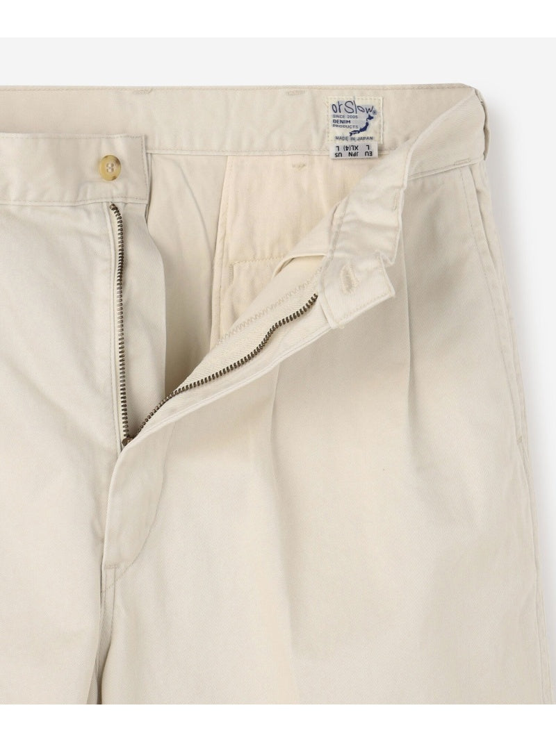 orSlow TWO TUCK WIDE TROUSERS Ivory – unexpected store