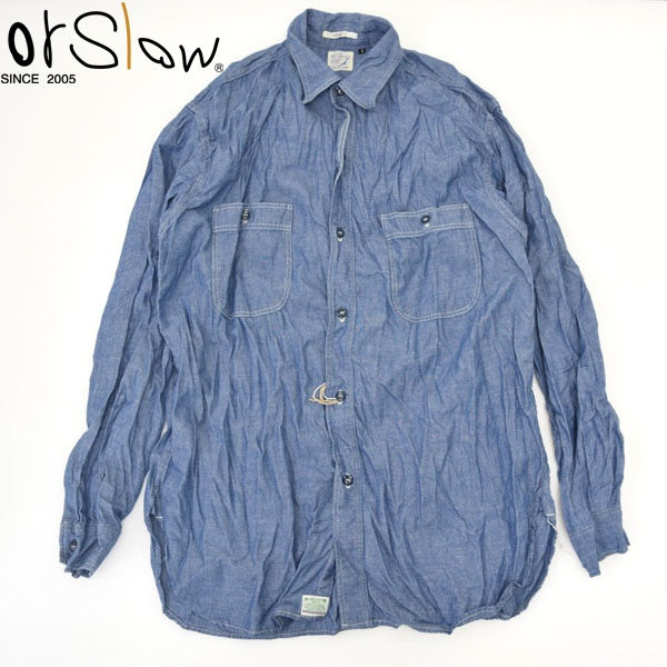 orSlow Vintage Fit Chambray Work Shirt Bleached Chambray