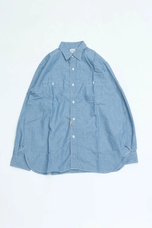 orSlow RELAX FIT STRIPE CHAMBRAY WORK SHIRT