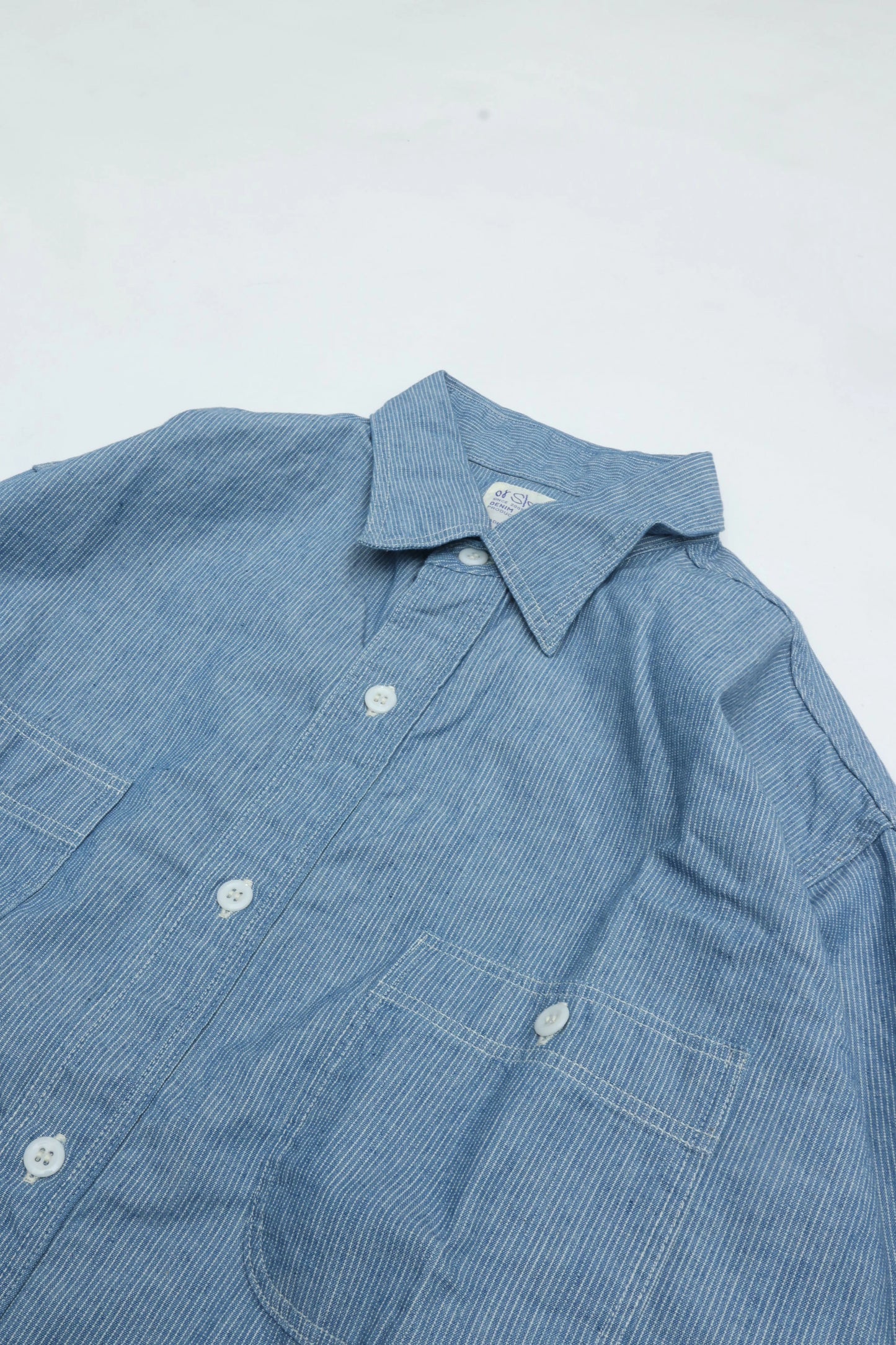 orSlow RELAX FIT STRIPE CHAMBRAY WORK SHIRT