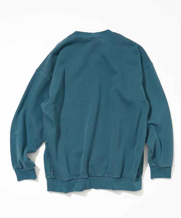 NAUTICA JAPAN Pigment Dyed Felt Patch Arch Logo Crewneck Sweatshirt