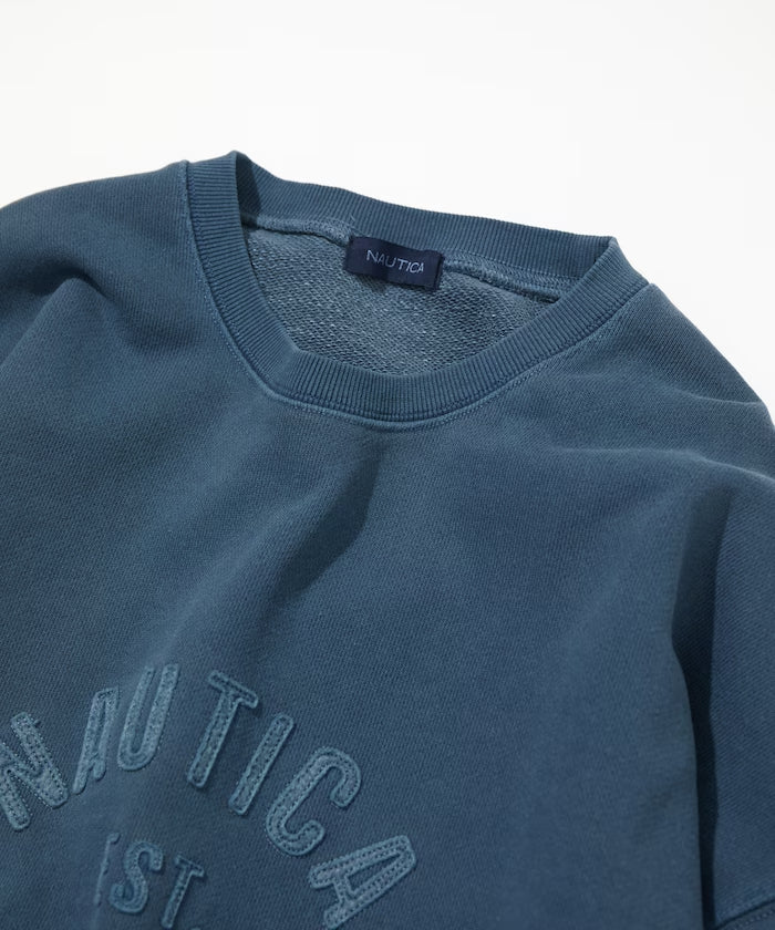 NAUTICA JAPAN Pigment Dyed Felt Patch Arch Logo Crewneck Sweatshirt –  unexpected store