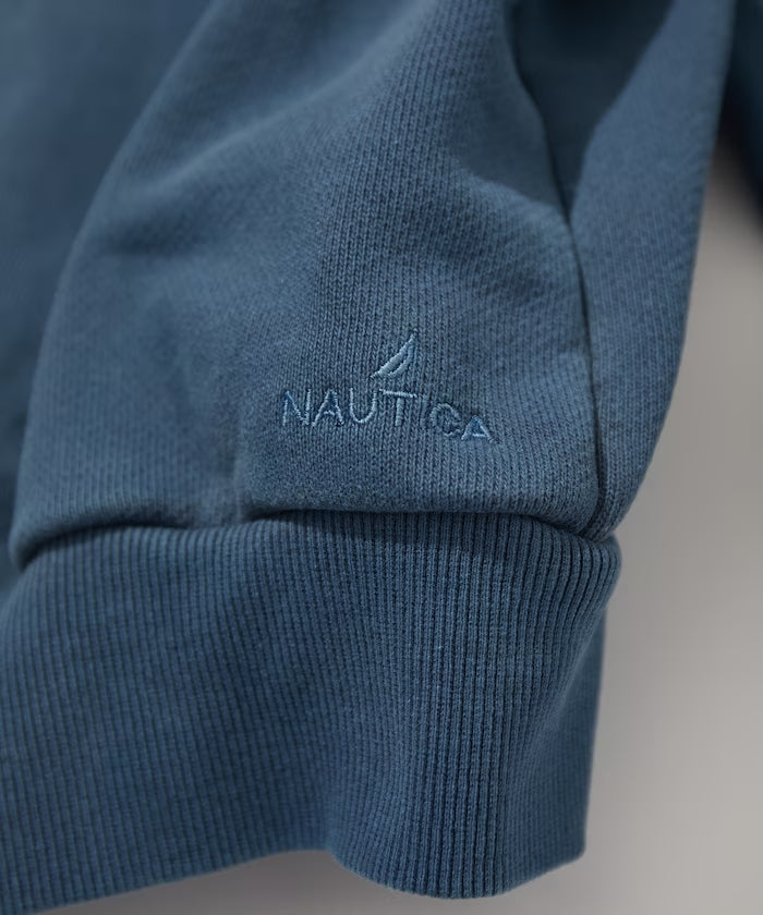 NAUTICA JAPAN Pigment Dyed Felt Patch Arch Logo Crewneck Sweatshirt