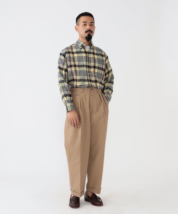 BEAMS PLUS 2 Pleats Trousers Twill