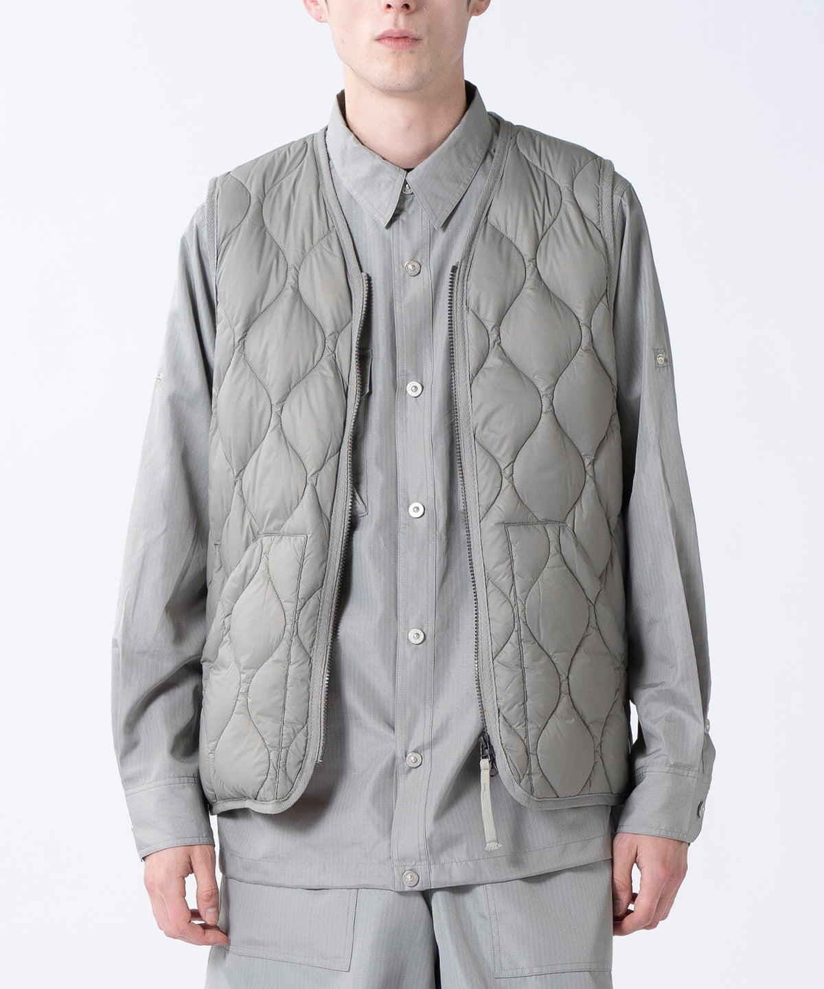 TAION MILITARY V NECK W-ZIP DOWN VEST (SOFT SHELL)