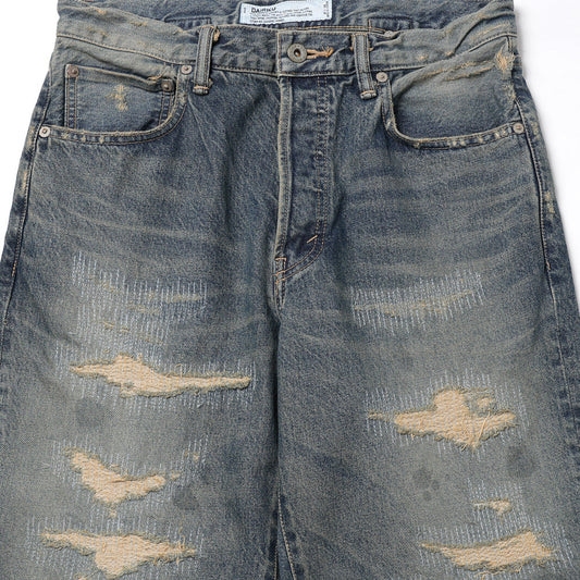 DAIRIKU Straight Vintage Repair Denim Pants